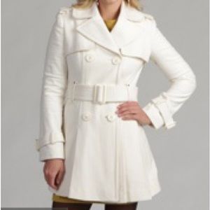 Miss Sixty Ivory Wool Belted Trench Coat sz S
